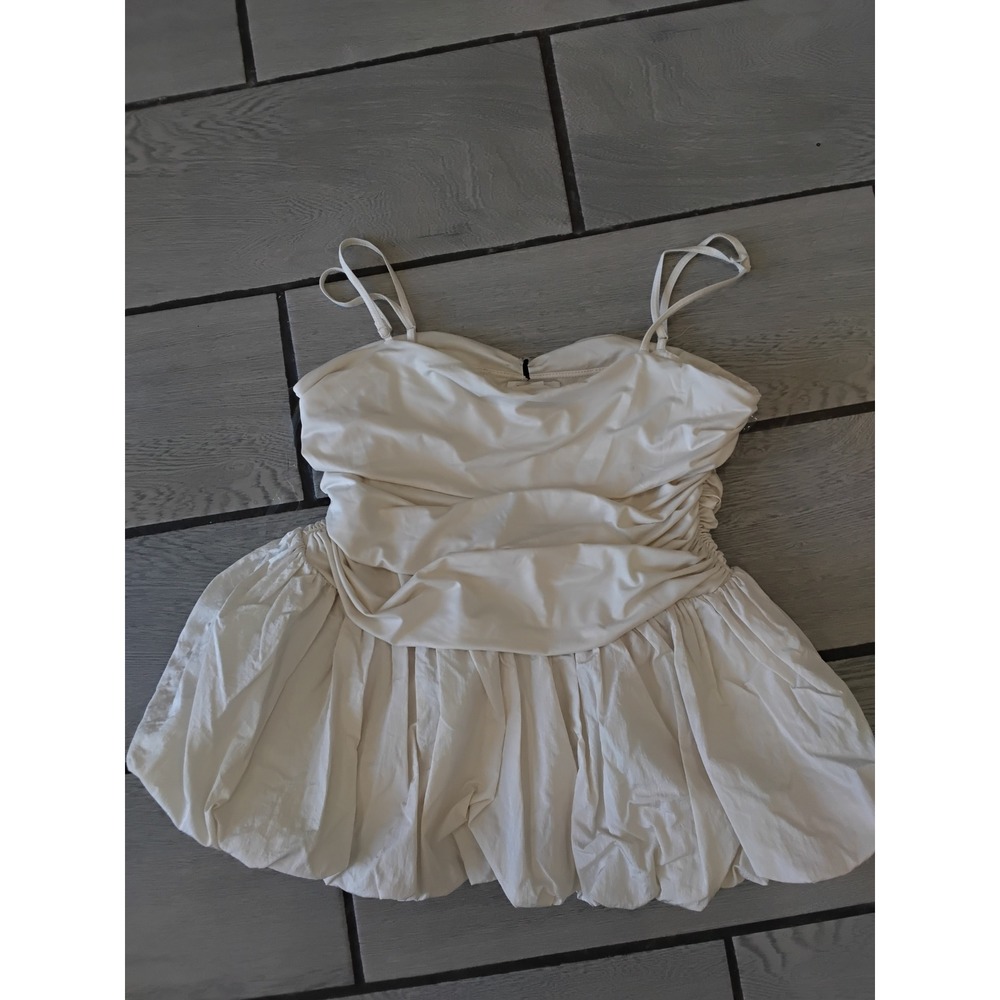 Future Collective Jeneee Naylor Cream Ruched Bubble Hem Cami Top Size M NEW